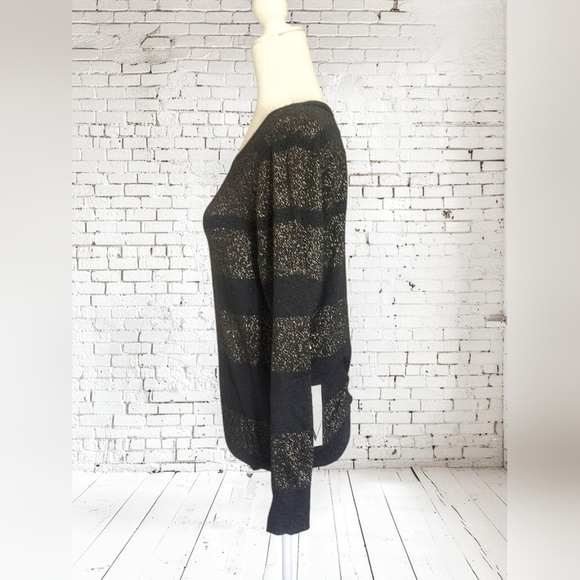 Worthington Black and Gold Striped Sweater Size Large - Picture 3 of 5